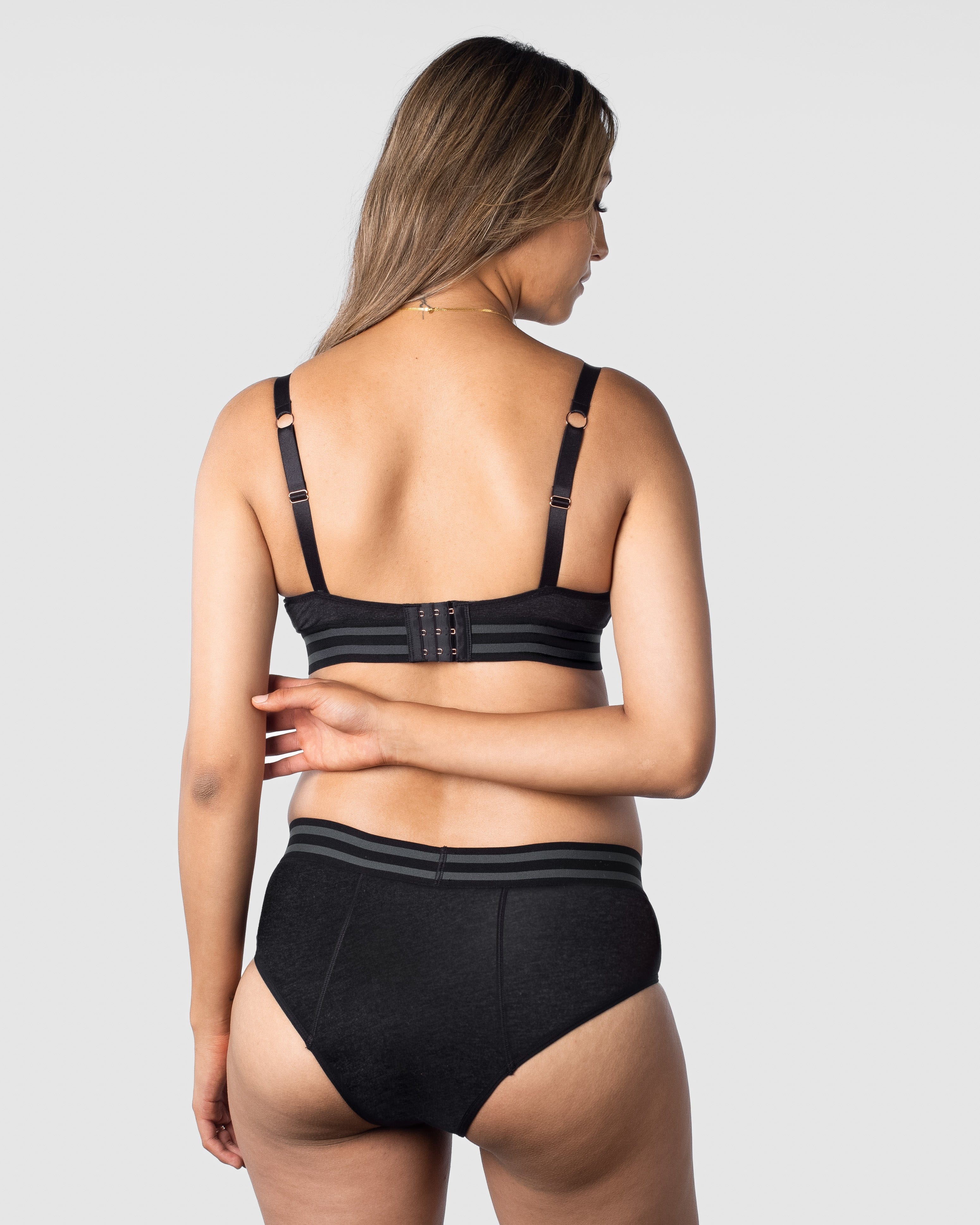Elevate Cotton Grey Marle T-Shirt Nursing Bra - Wirefree - Image 4