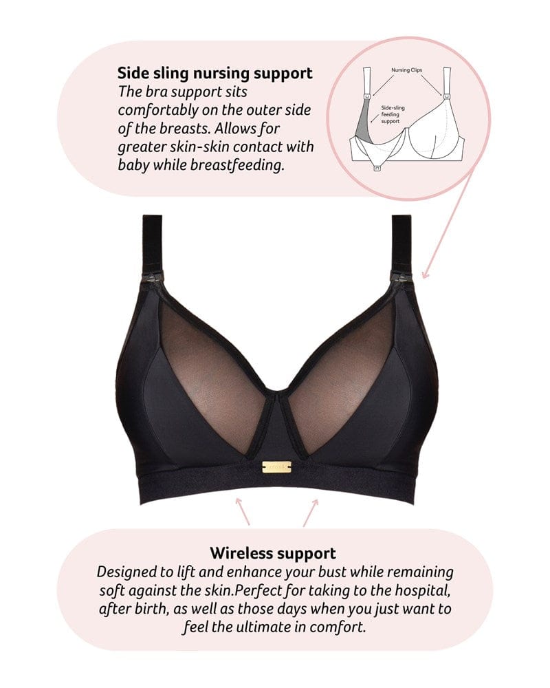 Flawless Full Cup Plunge Nursing Bra - Black - Image 6