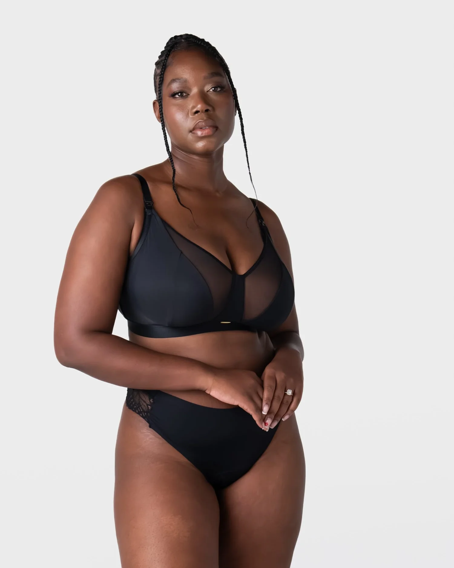 Flawless Full Cup Plunge Nursing Bra - Black - Image 8
