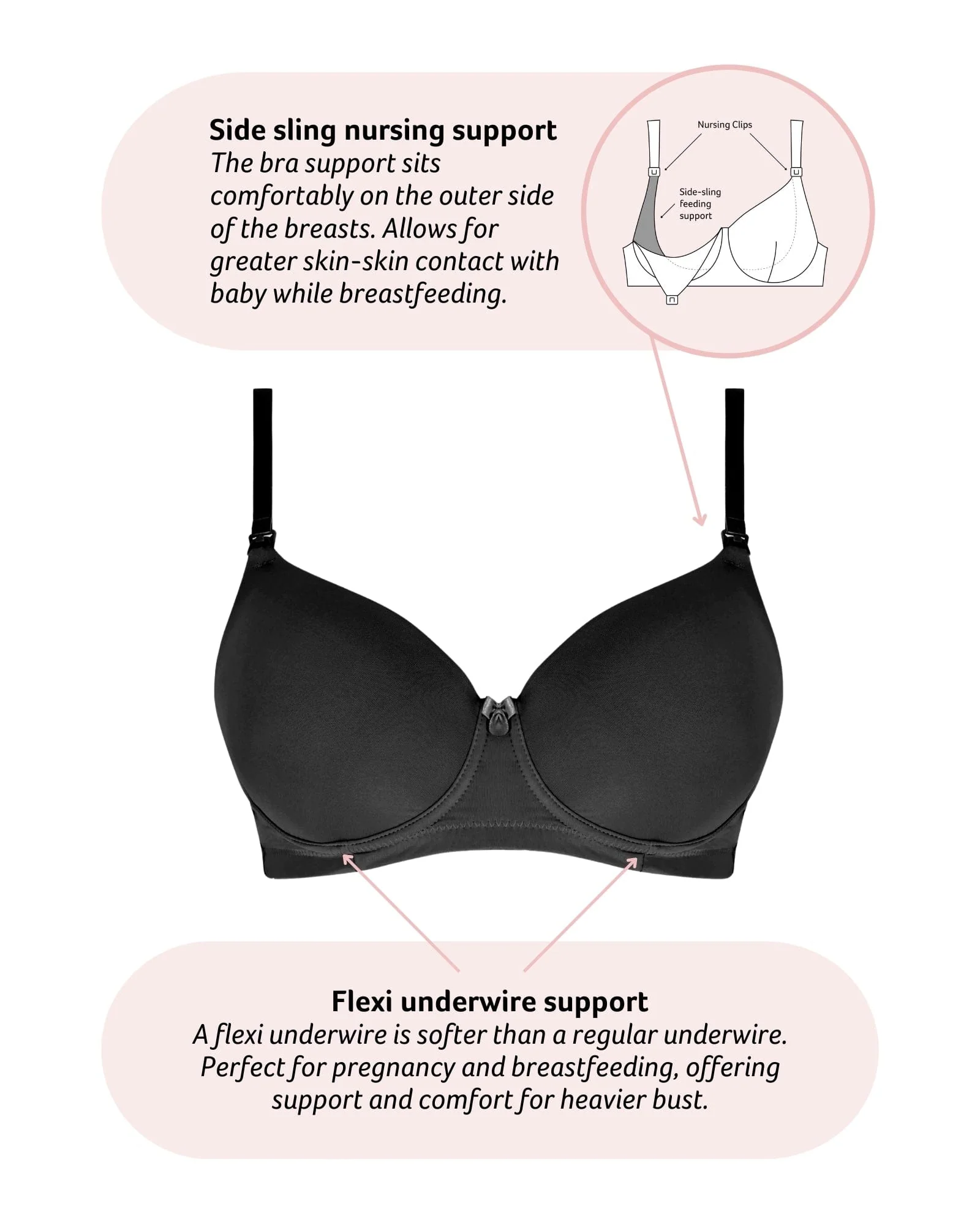 Forever Yours T-Shirt Nursing Bra - Black - Image 3