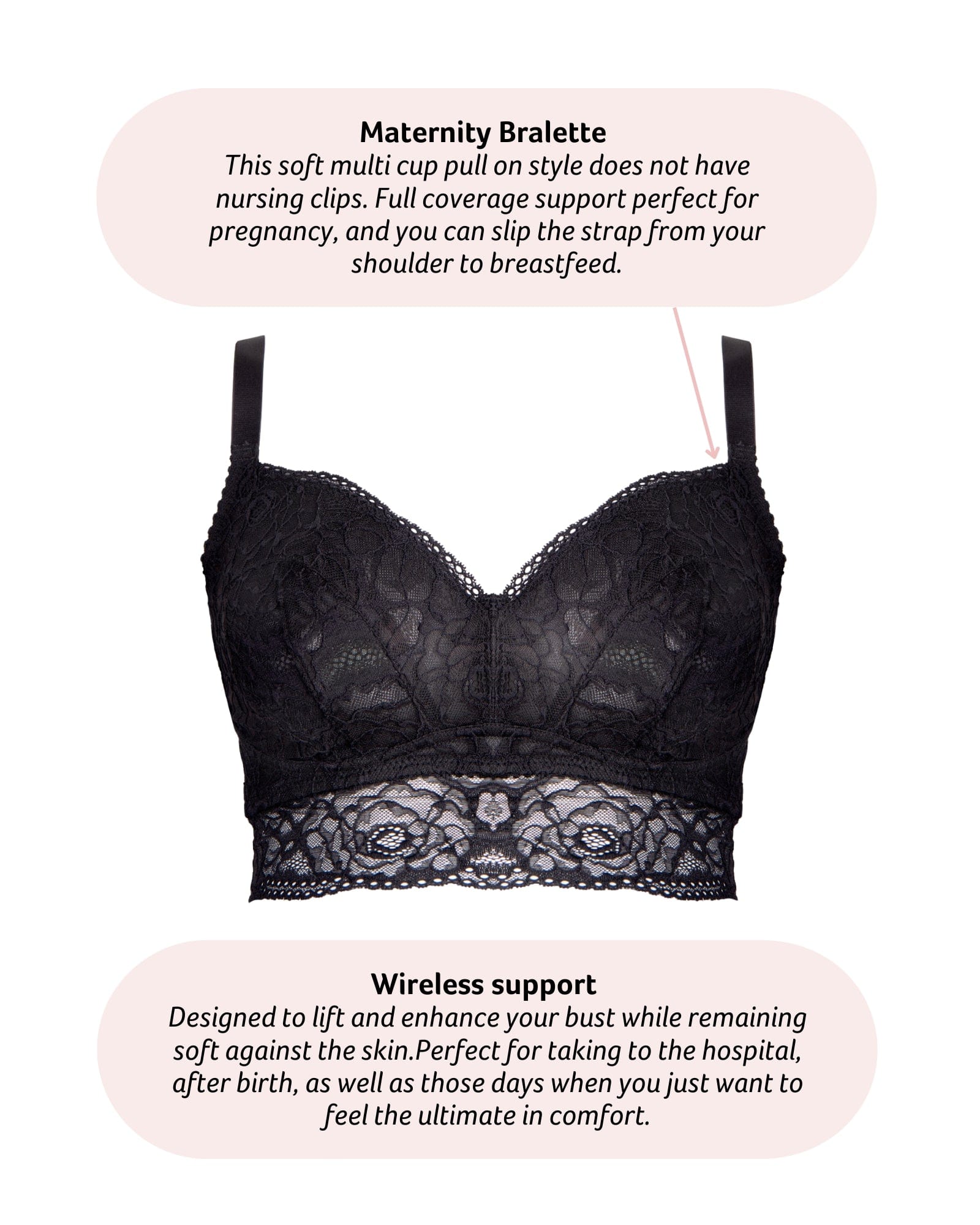 Heroine Multifit Maternity Bralette - Black - Image 4