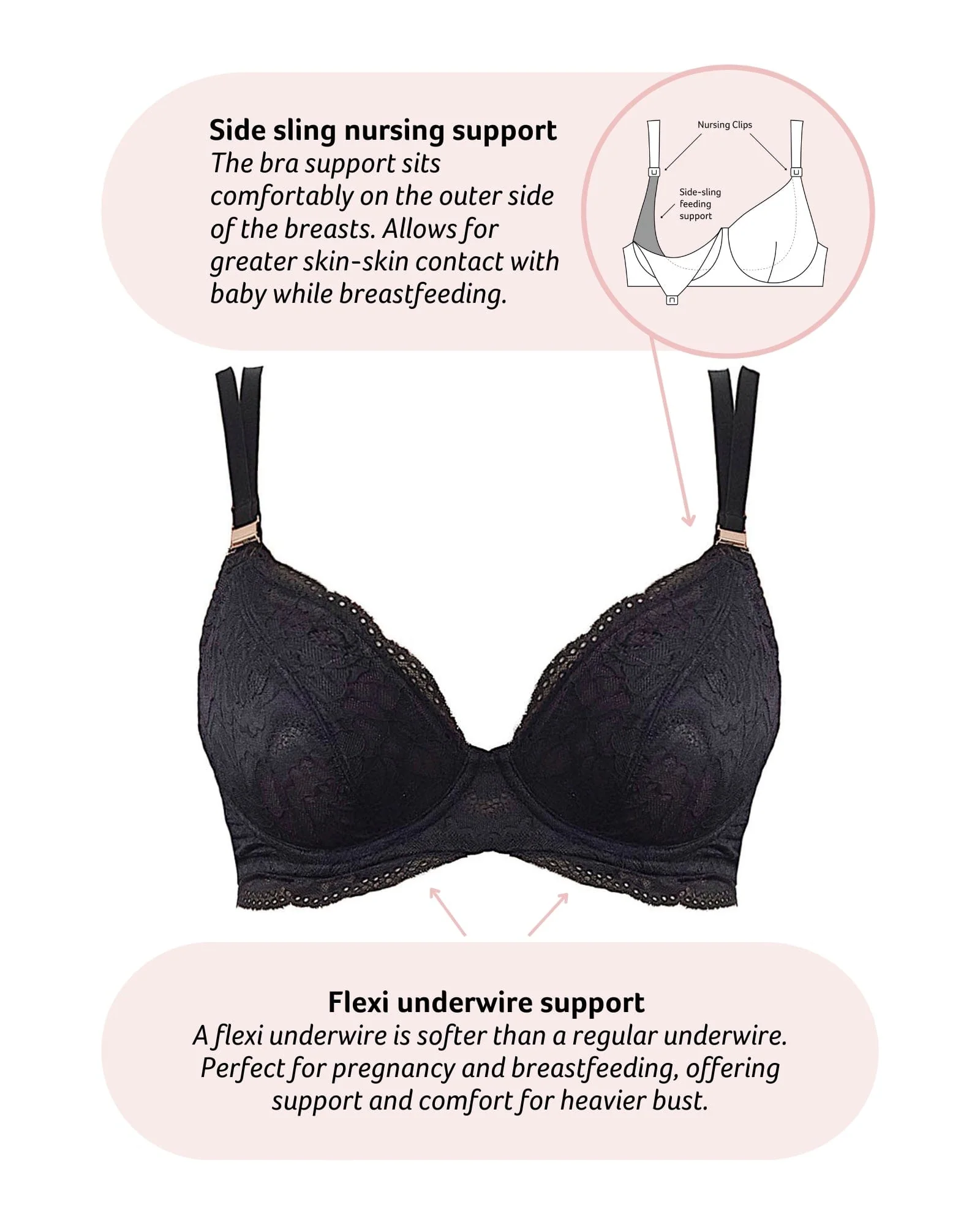 Heroine Plunge Nursing Bra - Black - Image 5