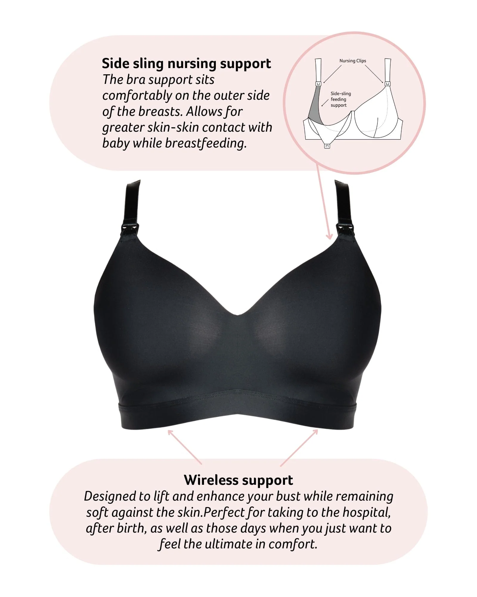 Infinite T-Shirt Nursing Bra - Black - Image 4