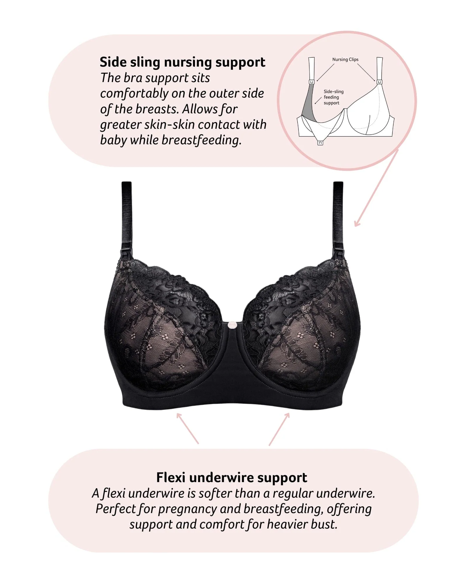 Temptation Full Cup Nursing Bra - Black - Image 7