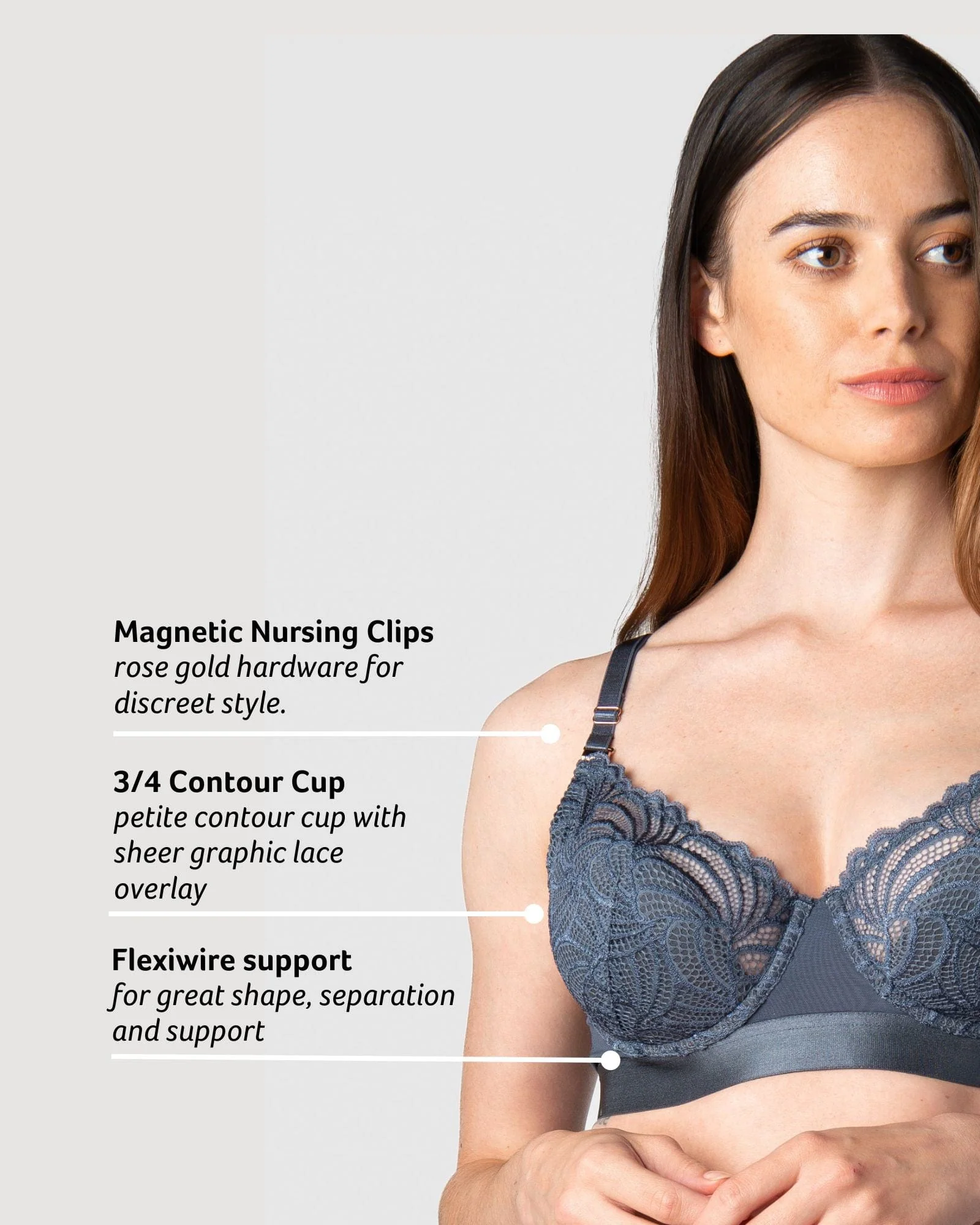 Warrior Demi Nursing Bra - Slate - Image 5