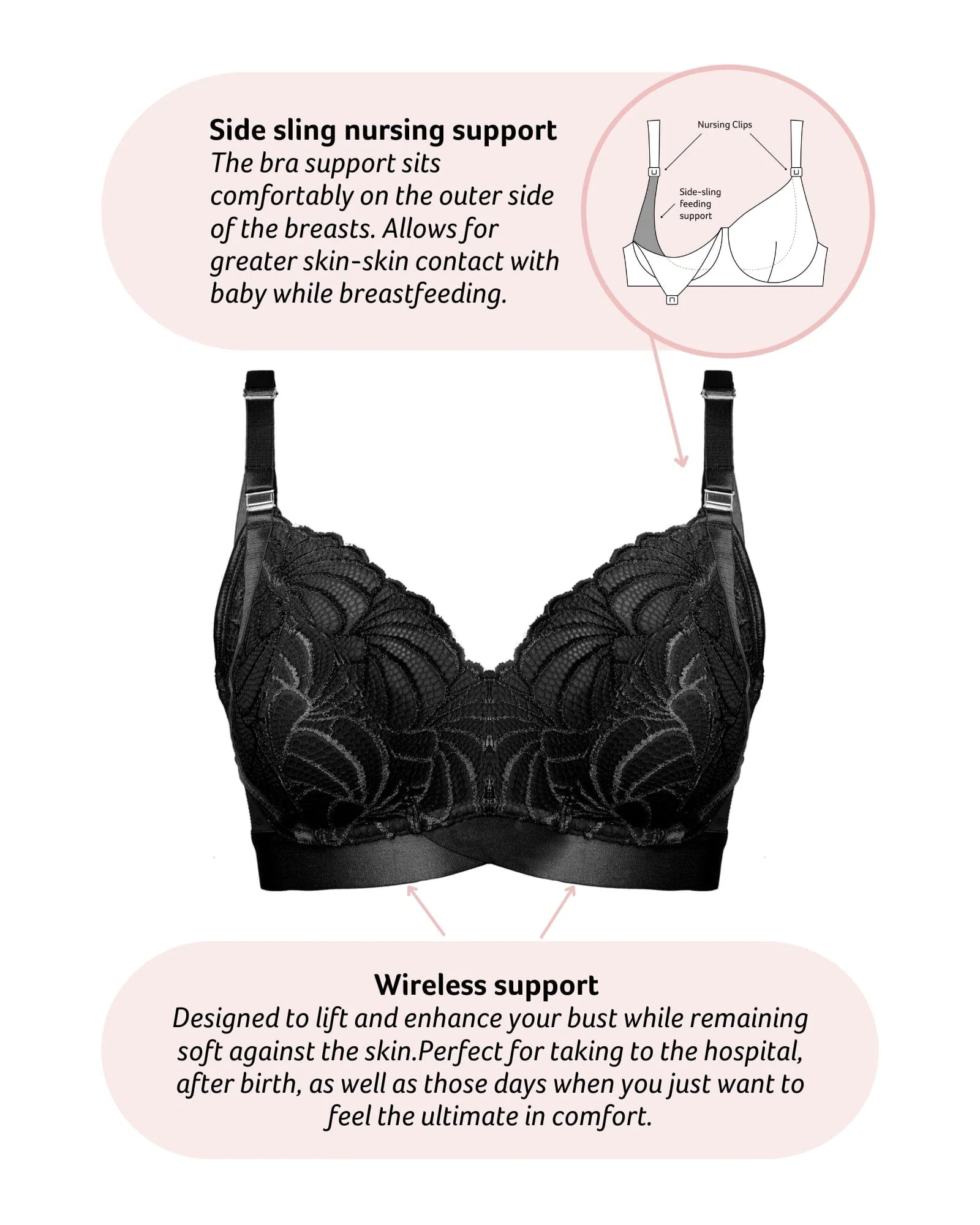 Warrior FlexFit Nursing Bra - Black - Image 6
